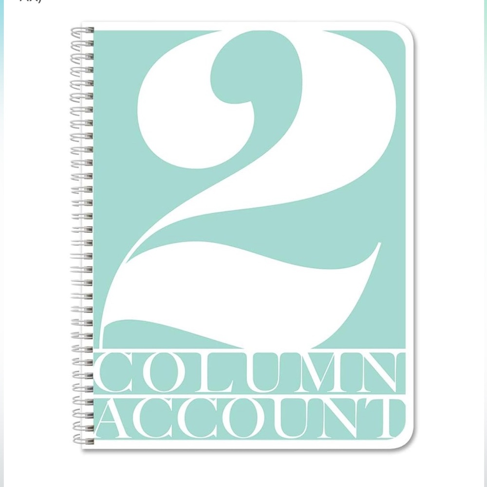 New Unused 2 Column Ledger Accounting Book - 8.5 x 11 inches - wired format